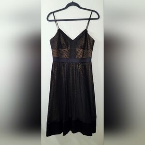 Laundry By Shelli Segal Black and Brown Polka Dot Midi Dress